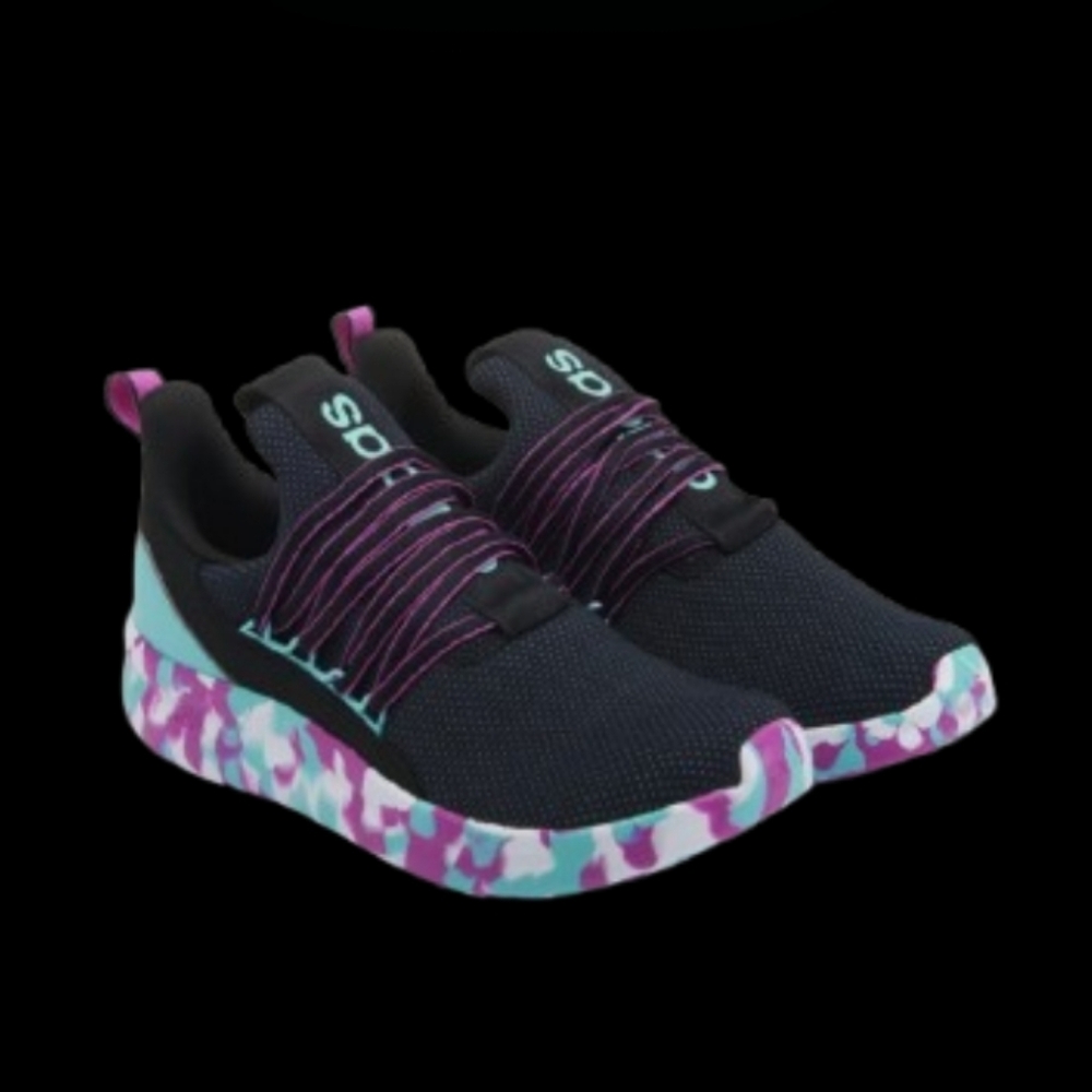 Adidas Lite Racer Adapt 7 Running Womens Size 8/Kids 7 Black Purple Burst Aqua